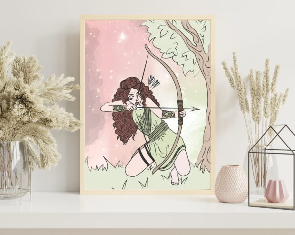Huntress feminine archetype creative art print a4